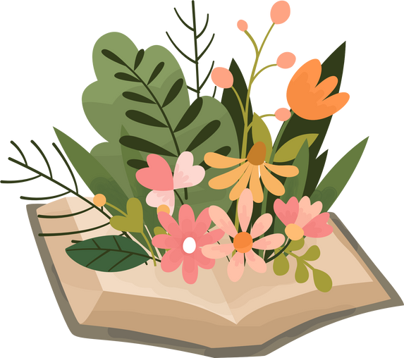 Open Book with Flowers